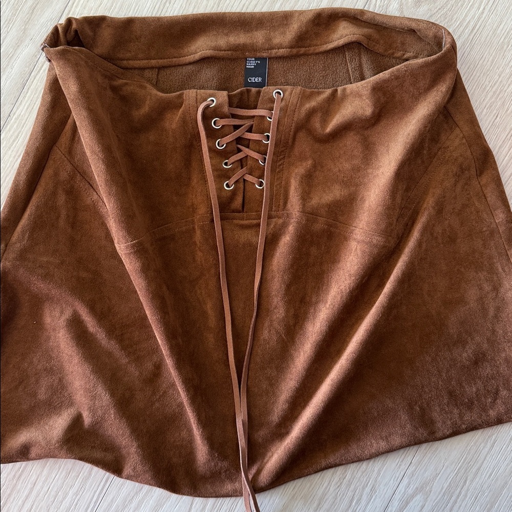 Cider Corduroy Western Brown Lace-Up Women's Skirt